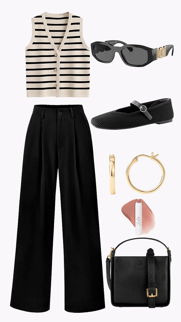 Black pants and vest for spring