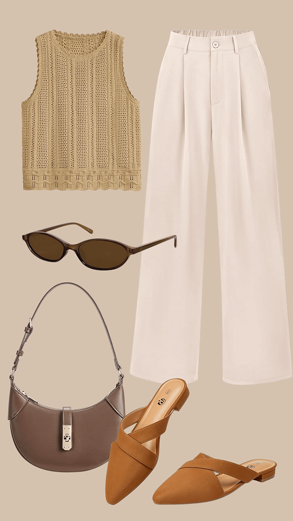 Beige light spring outfit